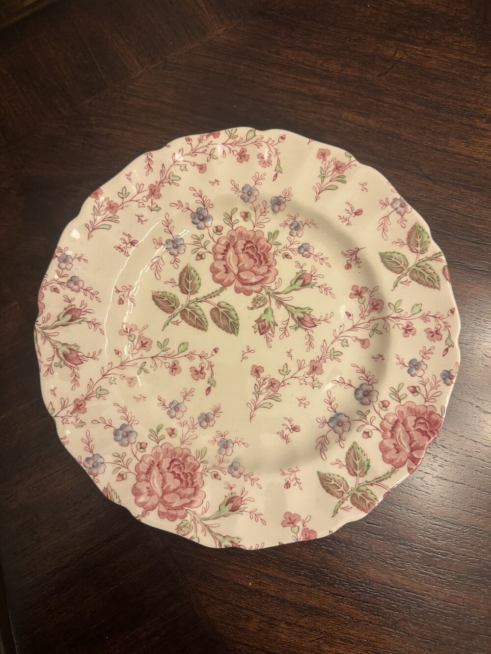 Vintage Johnson Bros Rose Chintz Dinner Plate 10" England Pink Floral